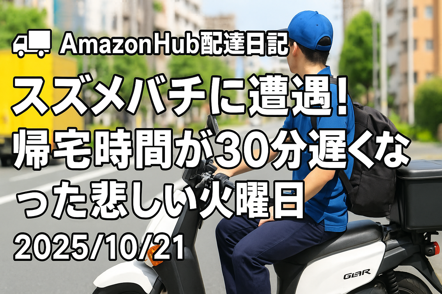 🚚Amazon Hub配達日記｜スズメバチに遭遇！帰宅時間が30分遅くなった悲しい火曜日【2025/10/21】