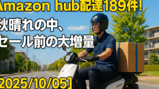 Amazon hub配達189件！秋晴れの中、セール前の大増量【2025/10/05】