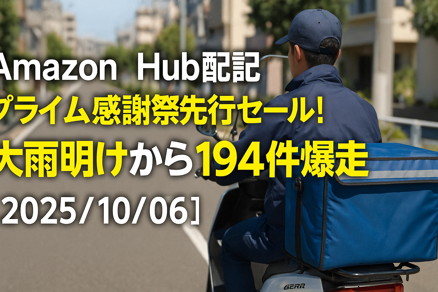 Amazon Hub配達日記｜プライム感謝祭先行セール！大雨明けから194件爆走【2025/10/06】