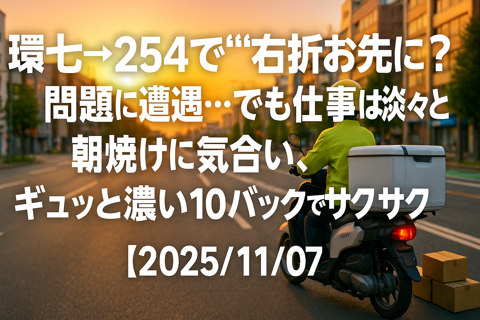 環七→254で“右折お先に？”問題に遭遇…でも仕事は淡々と｜朝焼けに気合い、ギュッと濃い10バックでサクサク配達【2025/11/07】
