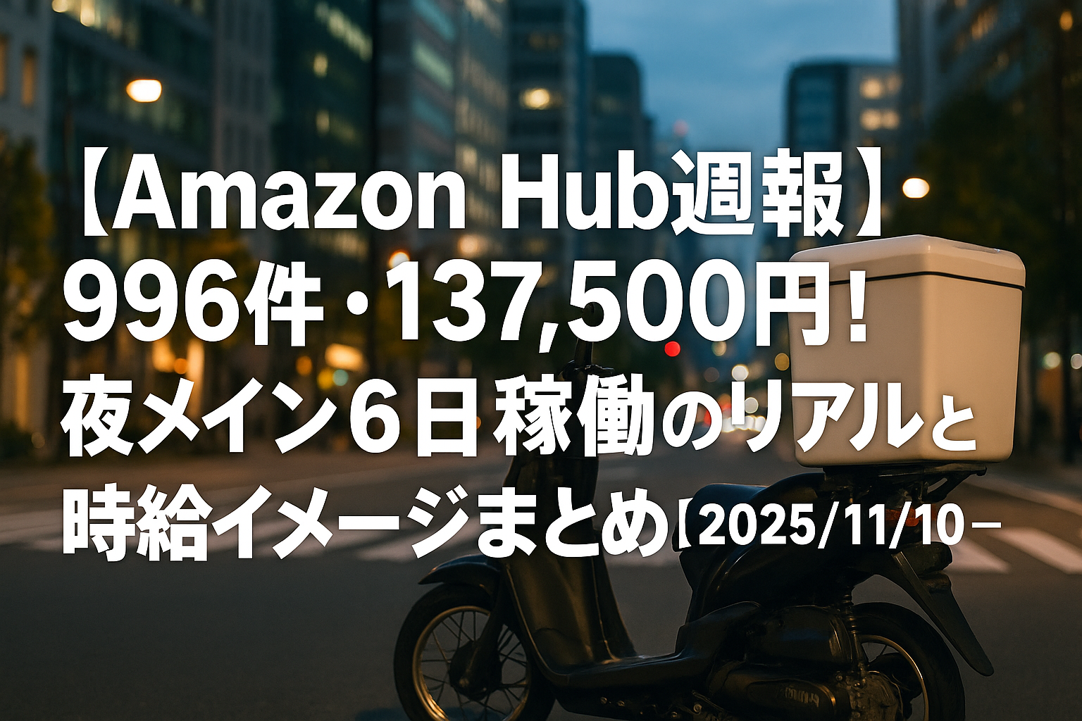 【Amazon Hub週報】996件・137,500円！夜メイン6日稼働のリアルと時給イメージまとめ【2025/11/10〜11/16】